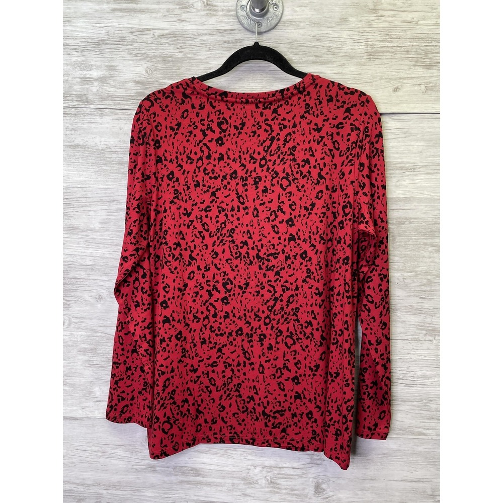 Chico's Womens 2 Red Animal Print Long Sleeve Touch of Cool Layer Tee 570400594 - Picture 7 of 7